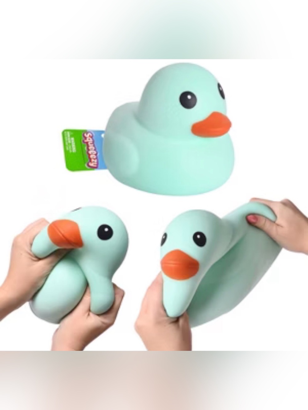 Rare Mint Green squishy Rubber Duck Toy with Orange Beak